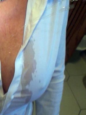 Pissing a White SHIRT to seethru....