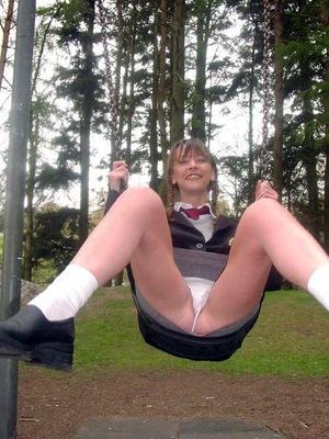 UK Woman Dressed in School Uniform