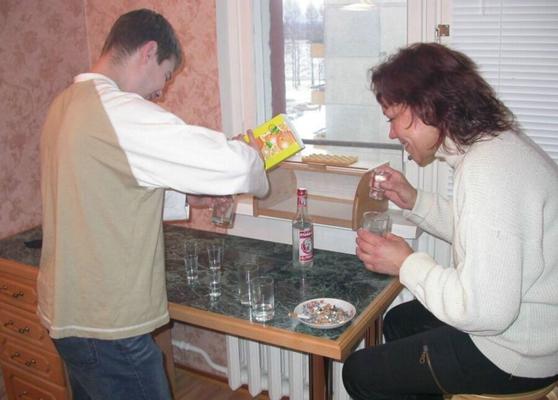 Russian mature mom Vera with her boy