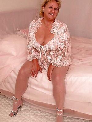 Fanny - BBW Shorthaired Granny in Very Sheer Pink Pantyhose