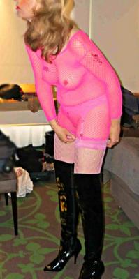 exposed cheap boots fetish hotel whore C in pink