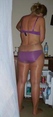 Purple Panties Under Pantyhose