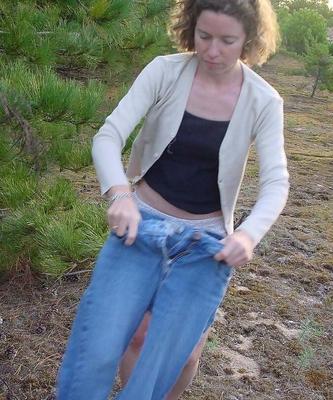 Nerdy amateur wife stripping and pissing in nature