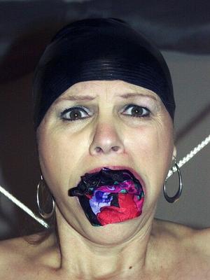 Panties In Her Mouth With Swim Cap