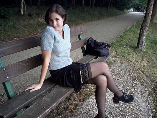 Sabine - Mature Flasher - park bench