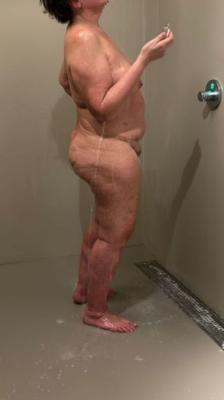 Fat MILF taking shower