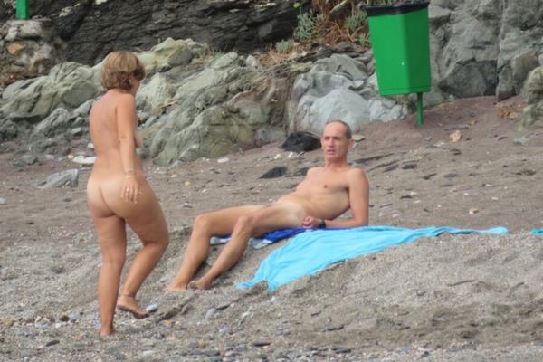 Mature couple on nude beach