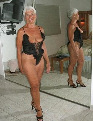 grandma posing in lingerie